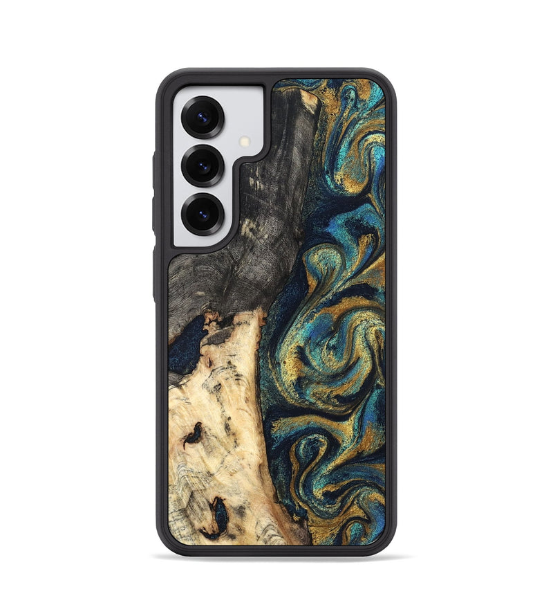 Galaxy S25 Wood Phone Case - Edward (Teal & Gold, 827509)