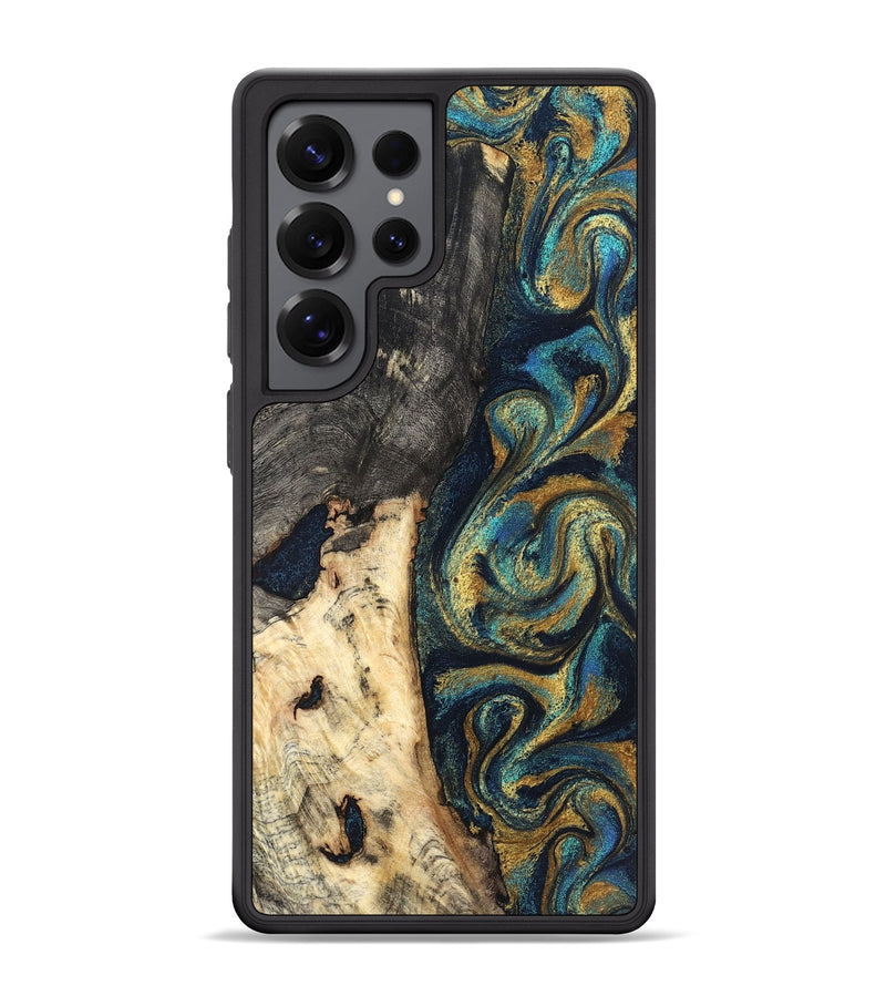 Galaxy S25 Ultra Wood Phone Case - Edward (Teal & Gold, 827509)