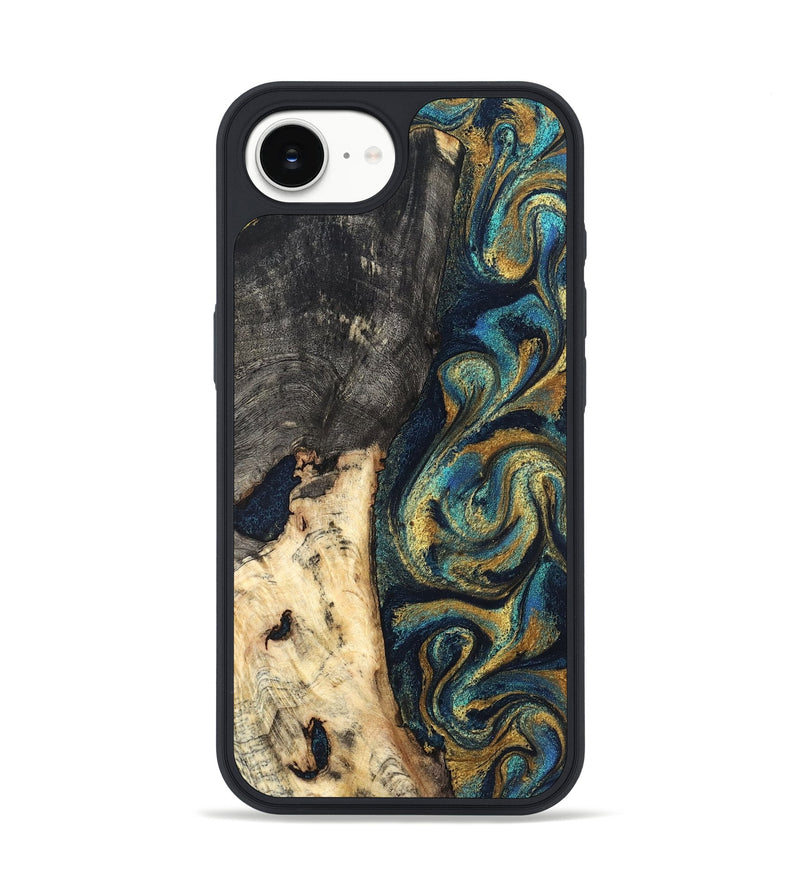 iPhone 16e Wood Phone Case - Edward (Teal & Gold, 827509)