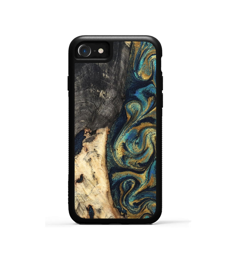 iPhone SE Wood Phone Case - Edward (Teal & Gold, 827509)