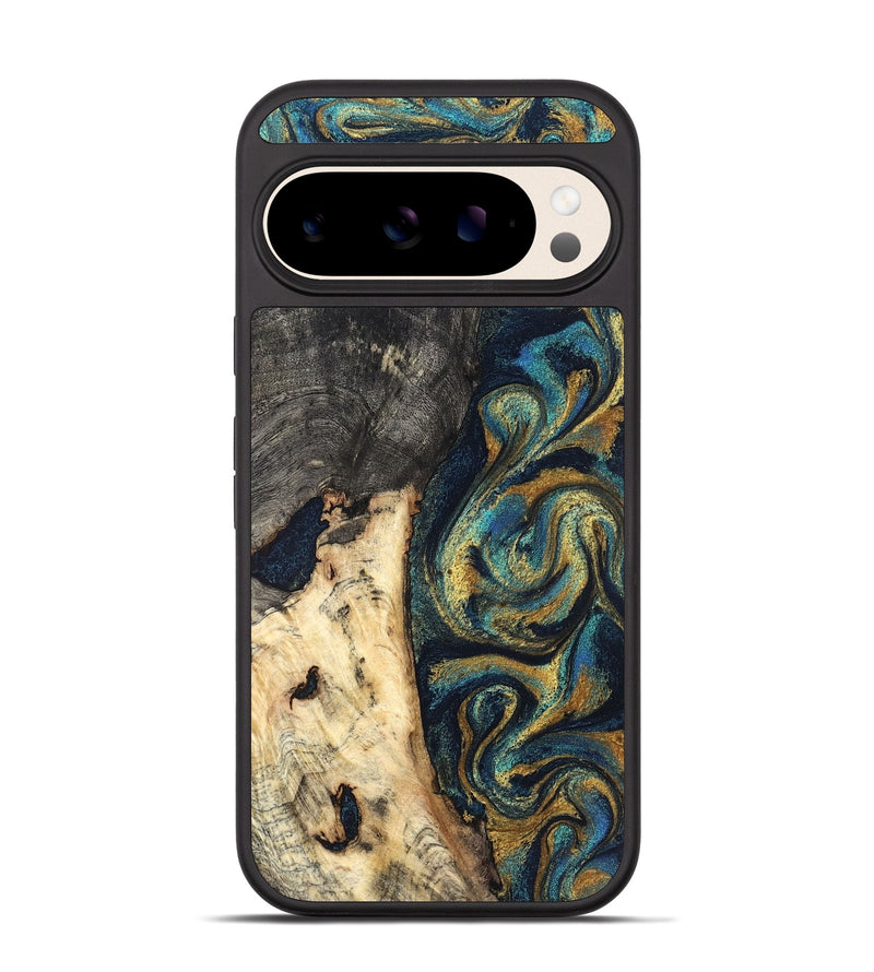 Pixel 10 Wood Phone Case - Edward (Teal & Gold, 827509)