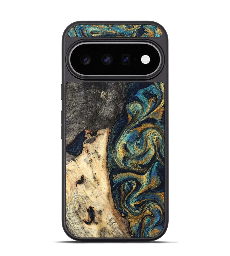 Pixel 11 Pro Wood Phone Case - Edward (Teal & Gold, 827509)