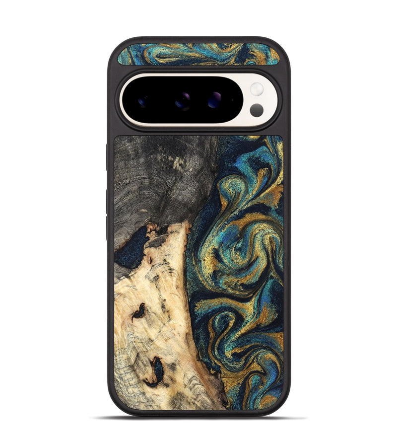 Pixel 9 Wood Phone Case - Edward (Teal & Gold, 827509)