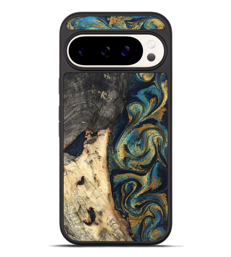 Pixel 9 Pro XL Wood Phone Case - Edward (Teal & Gold, 827509)
