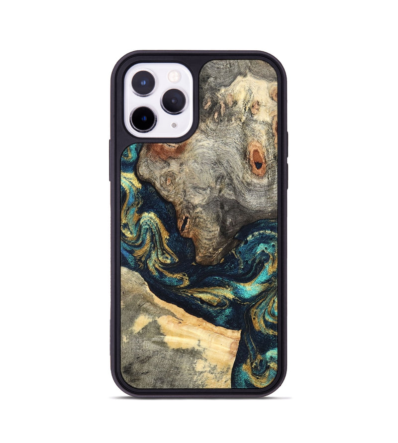 iPhone 11 Pro Wood Phone Case - Garrick (Teal & Gold, 827510)