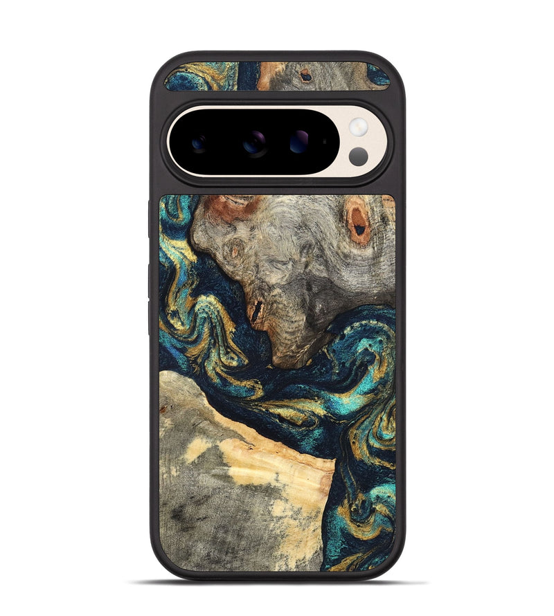 Pixel 10 Wood Phone Case - Garrick (Teal & Gold, 827510)
