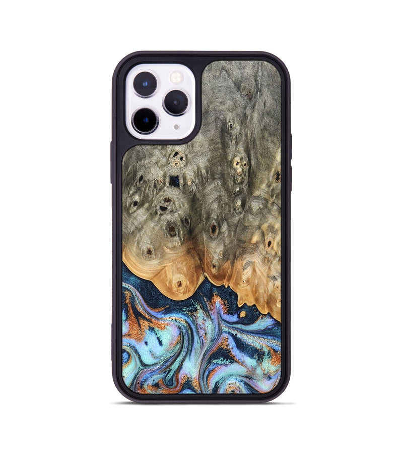 iPhone 11 Pro Wood Phone Case - Loy (Teal & Gold, 827511)