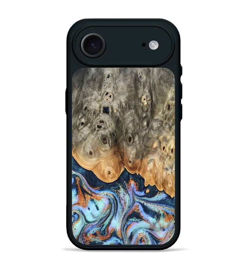 iPhone 17 Air Wood Phone Case - Loy (Teal & Gold, 827511)