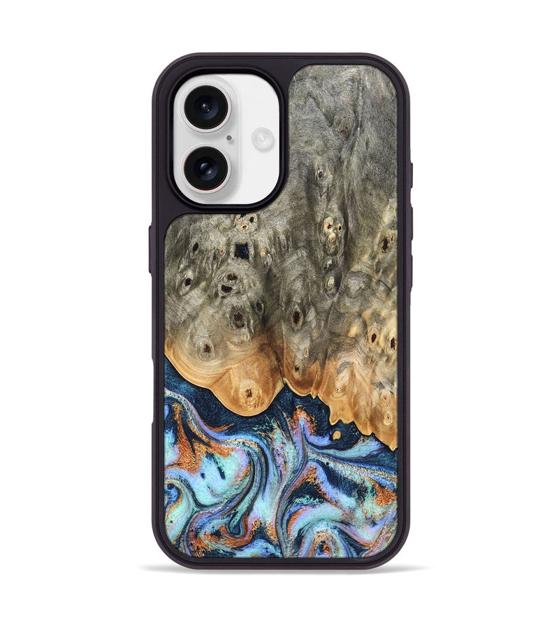 iPhone 17 Wood Phone Case - Loy (Teal & Gold, 827511)