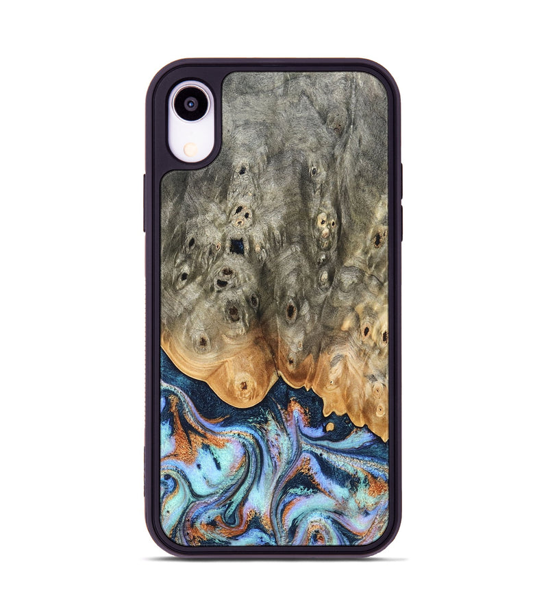 iPhone Xr Wood Phone Case - Loy (Teal & Gold, 827511)