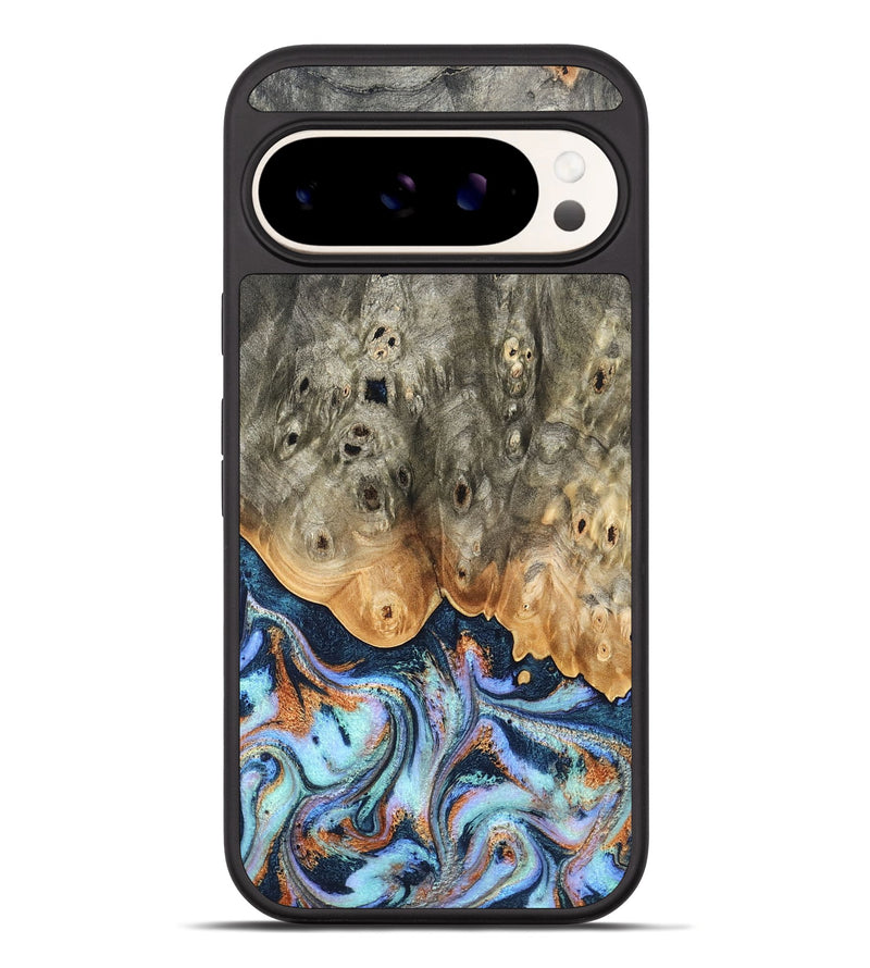Pixel 10 Pro XL Wood Phone Case - Loy (Teal & Gold, 827511)