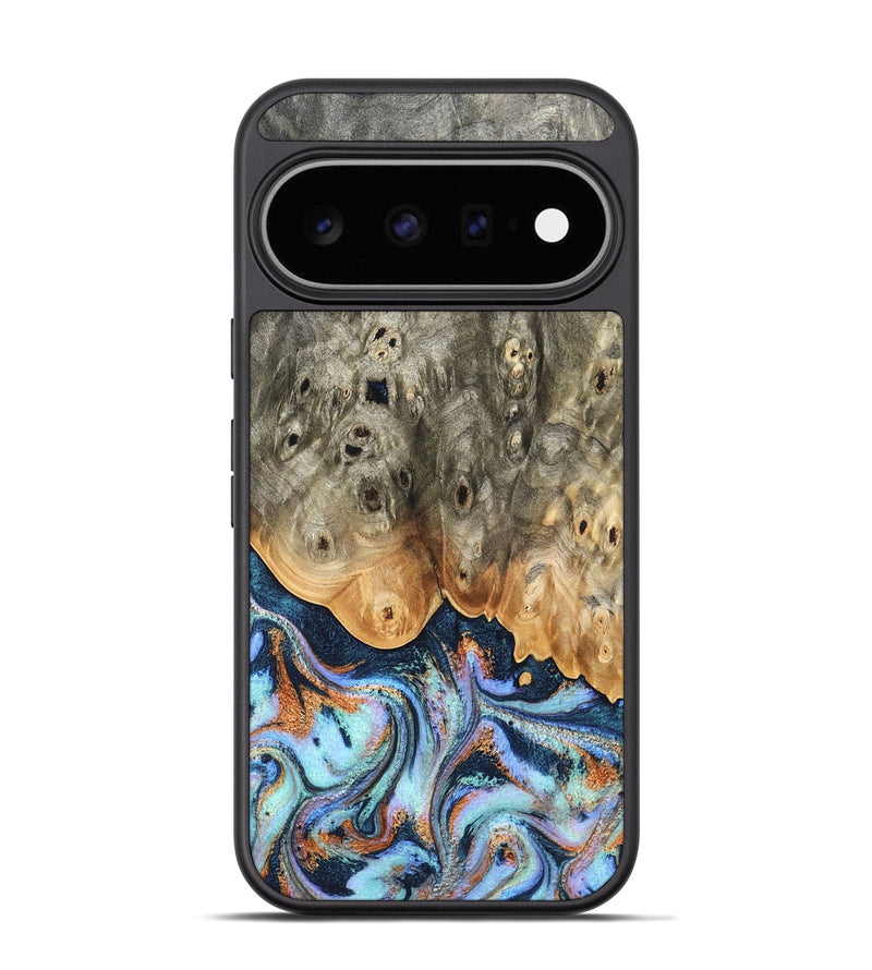 Pixel 11 Pro Wood Phone Case - Loy (Teal & Gold, 827511)
