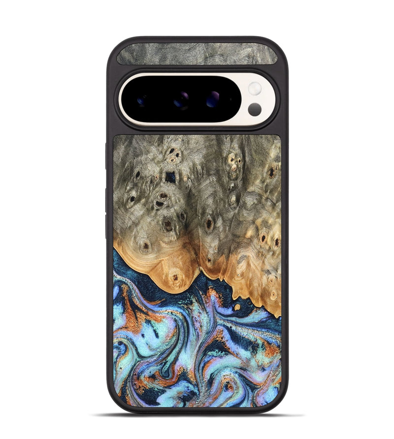 Pixel 9 Pro Wood Phone Case - Loy (Teal & Gold, 827511)