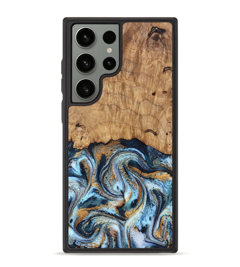 Galaxy S23 Ultra Wood Phone Case - Admiral (Teal & Gold, 827512)