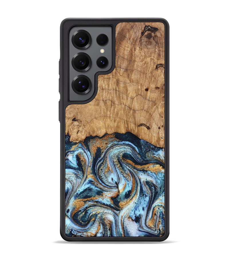 Galaxy S25 Ultra Wood Phone Case - Admiral (Teal & Gold, 827512)