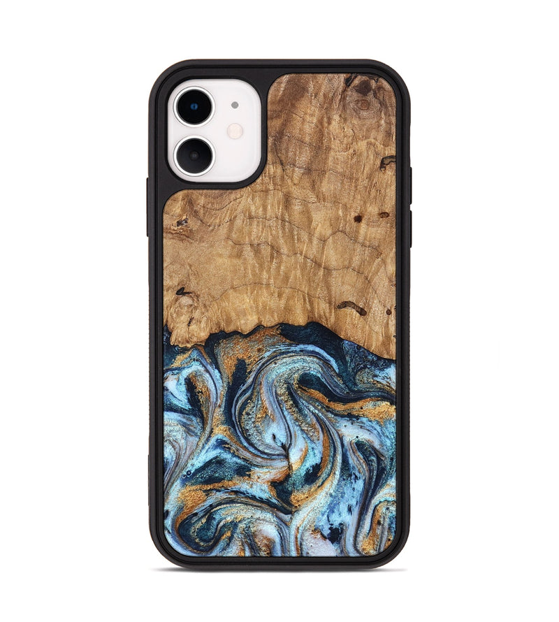 iPhone 11 Wood Phone Case - Admiral (Teal & Gold, 827512)