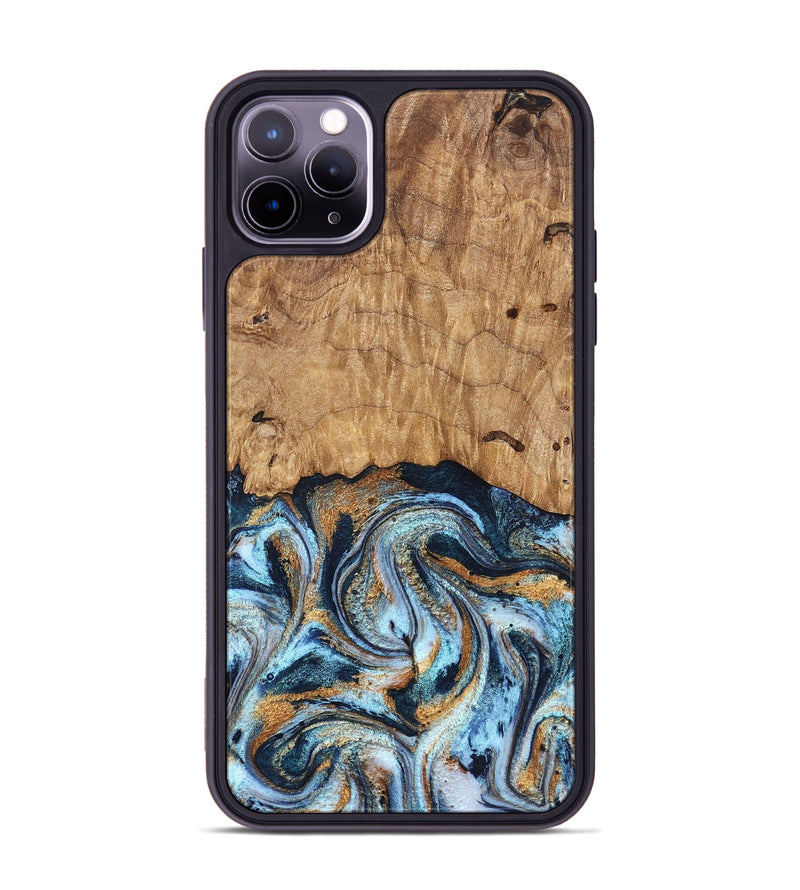 iPhone 11 Pro Max Wood Phone Case - Admiral (Teal & Gold, 827512)