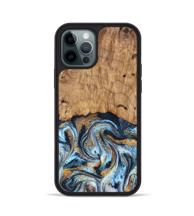 iPhone 12 Pro Wood Phone Case - Admiral (Teal & Gold, 827512)