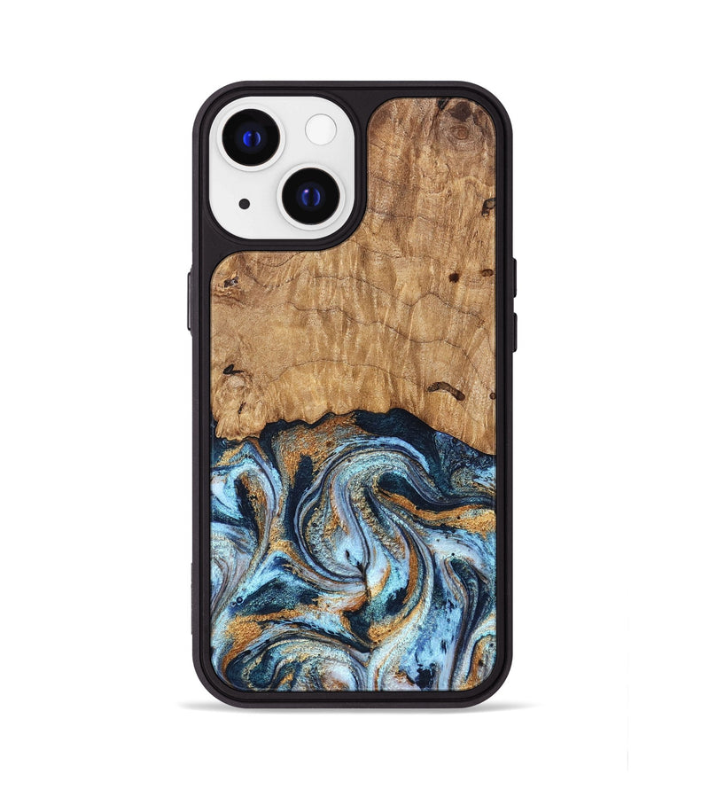 iPhone 13 Wood Phone Case - Admiral (Teal & Gold, 827512)