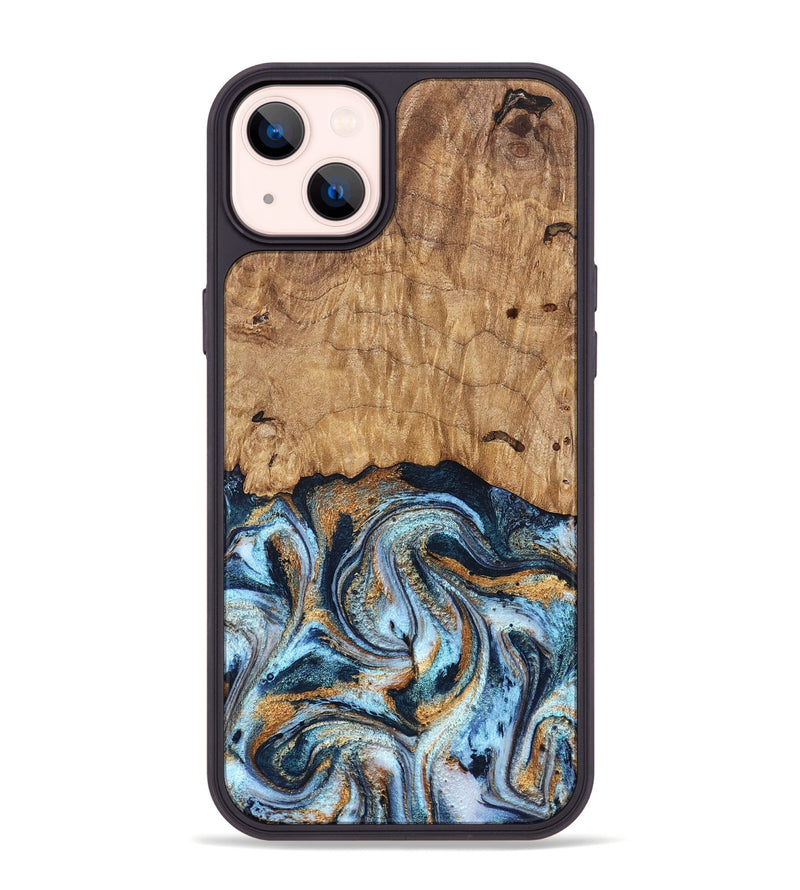 iPhone 14 Plus Wood Phone Case - Admiral (Teal & Gold, 827512)