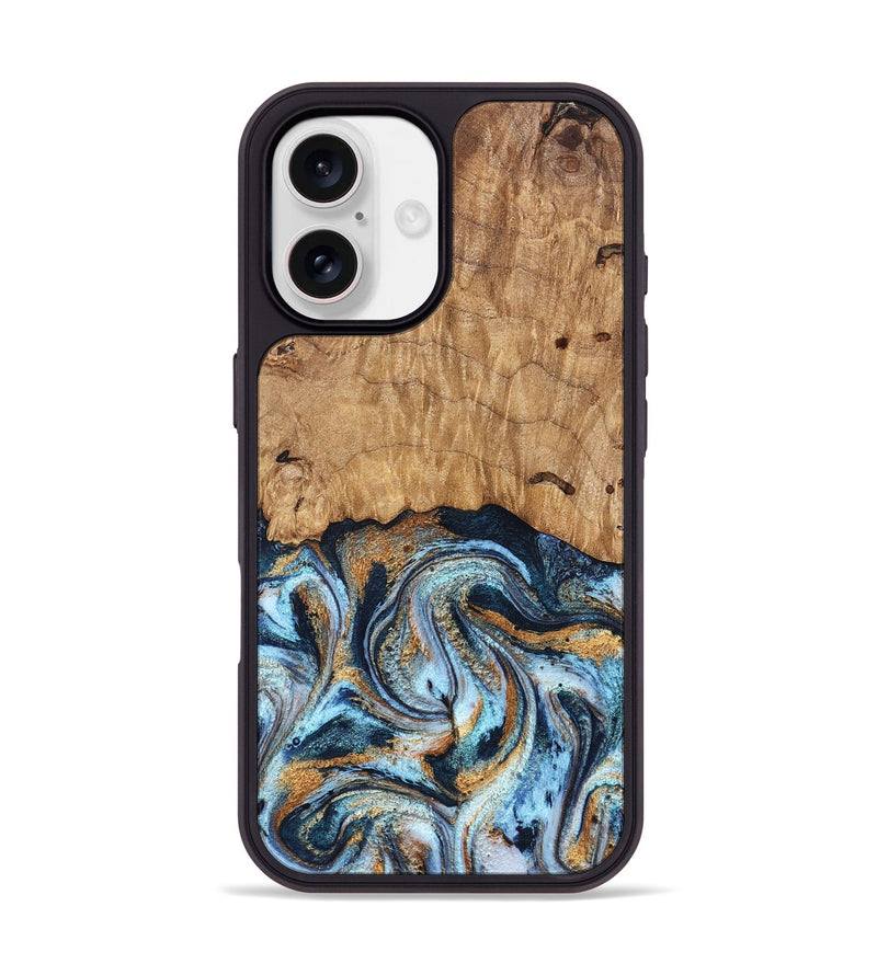 iPhone 17 Wood Phone Case - Admiral (Teal & Gold, 827512)