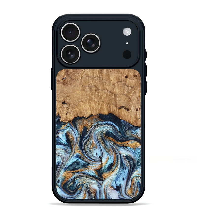 iPhone 17 Pro Max Wood Phone Case - Admiral (Teal & Gold, 827512)
