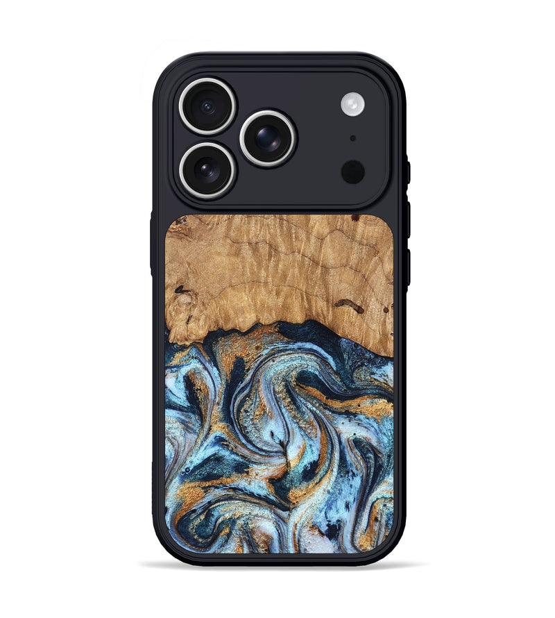 iPhone 17 Pro Wood Phone Case - Admiral (Teal & Gold, 827512)