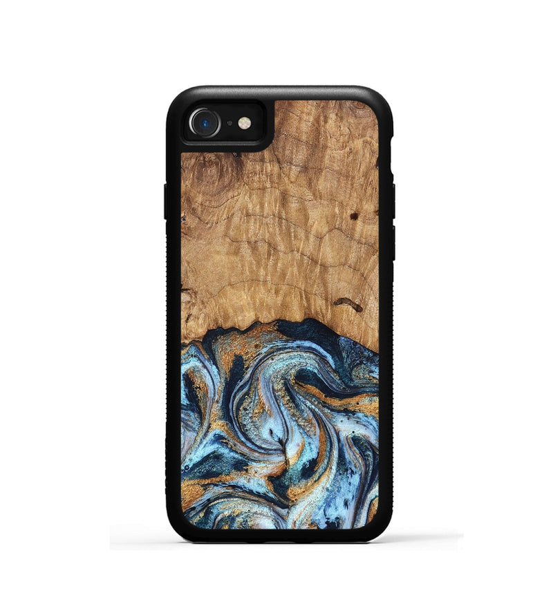 iPhone SE Wood Phone Case - Admiral (Teal & Gold, 827512)