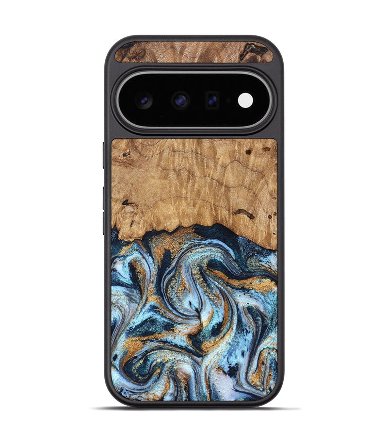 Pixel 11 Pro Wood Phone Case - Admiral (Teal & Gold, 827512)