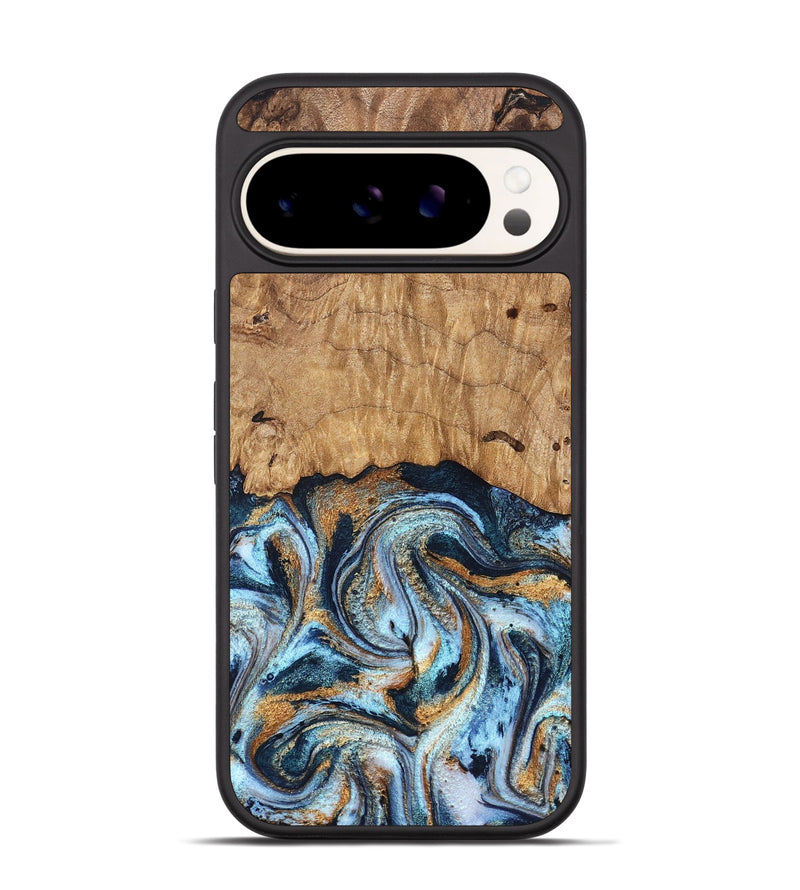 Pixel 9 Pro Wood Phone Case - Admiral (Teal & Gold, 827512)