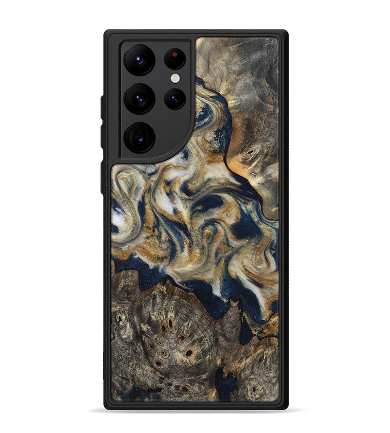 Galaxy S22 Ultra Wood Phone Case - Zuri (Teal & Gold, 827513)