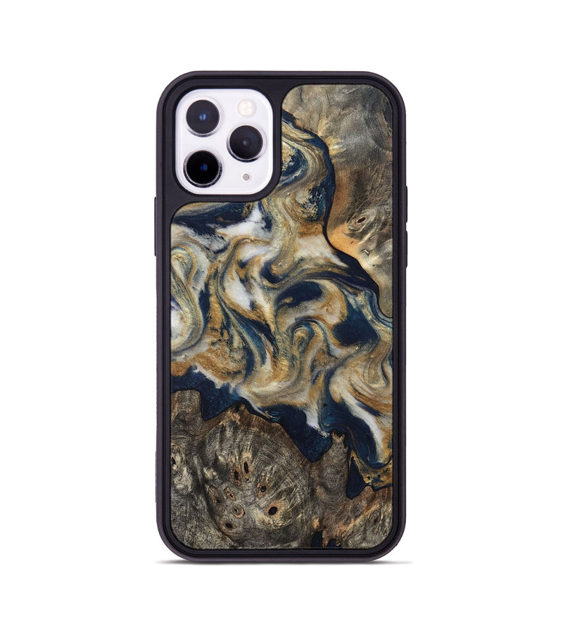 iPhone 11 Pro Wood Phone Case - Zuri (Teal & Gold, 827513)