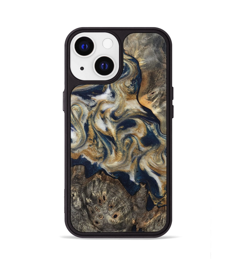 iPhone 13 Wood Phone Case - Zuri (Teal & Gold, 827513)