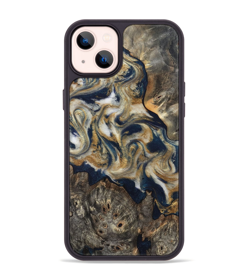 iPhone 14 Plus Wood Phone Case - Zuri (Teal & Gold, 827513)
