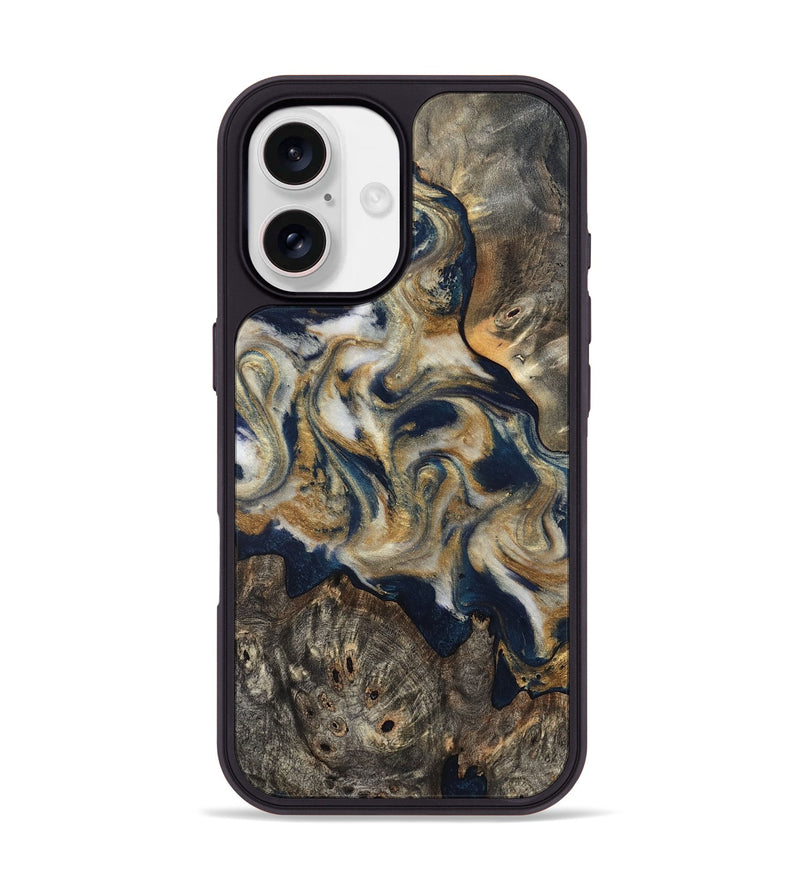 iPhone 17 Wood Phone Case - Zuri (Teal & Gold, 827513)