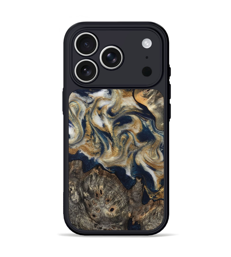 iPhone 17 Pro Wood Phone Case - Zuri (Teal & Gold, 827513)