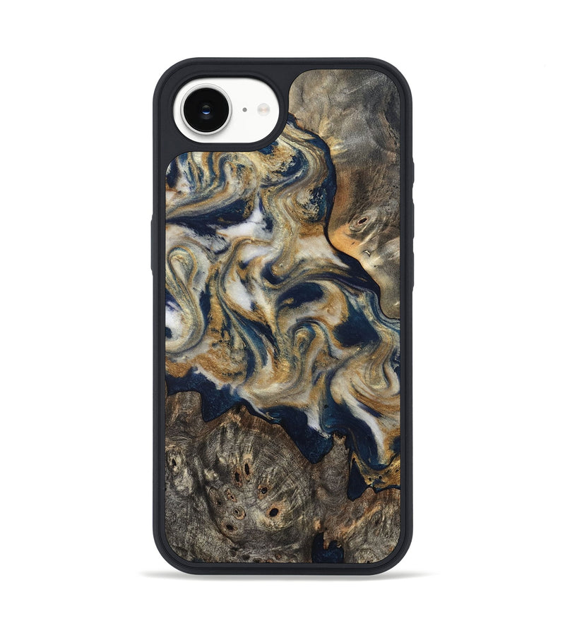 iPhone 17e Wood Phone Case - Zuri (Teal & Gold, 827513)