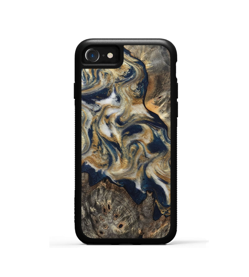 iPhone SE Wood Phone Case - Zuri (Teal & Gold, 827513)