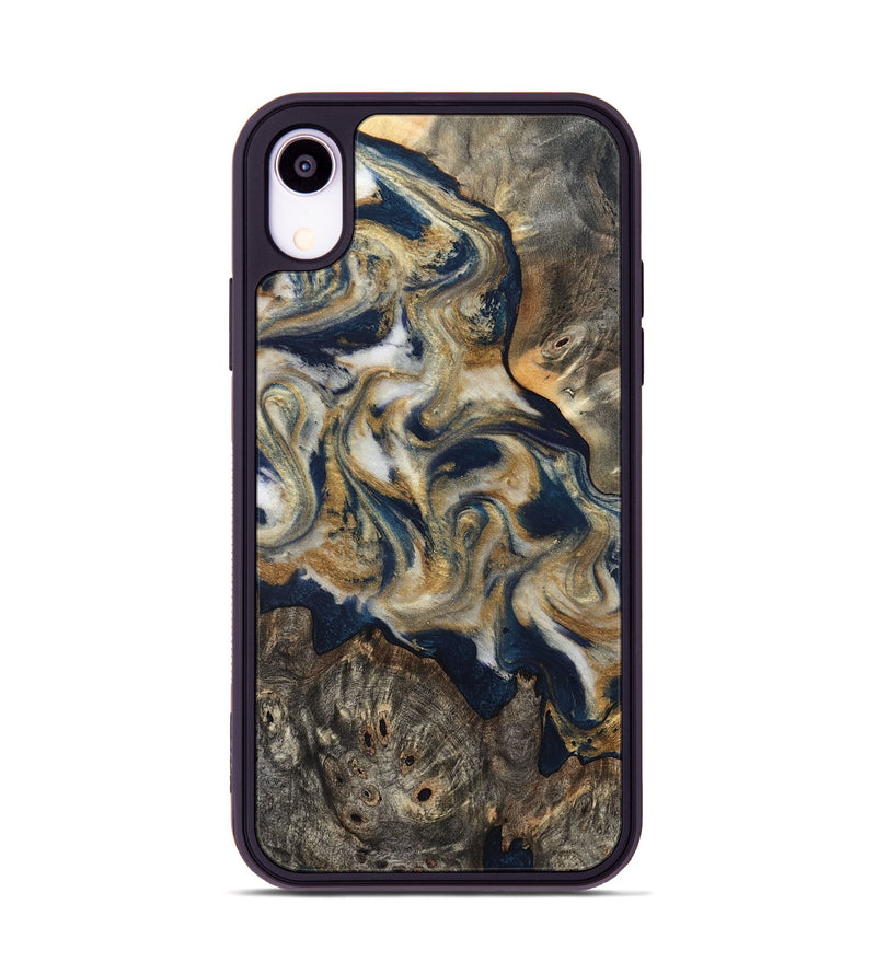 iPhone Xr Wood Phone Case - Zuri (Teal & Gold, 827513)