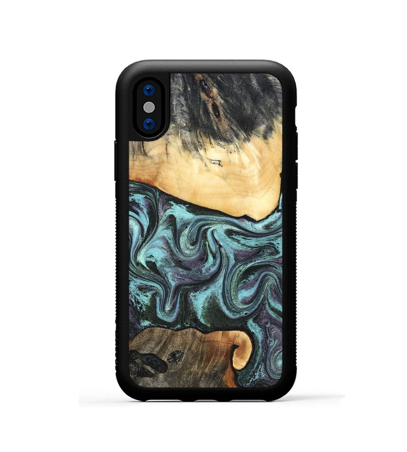 iPhone Xs Wood Phone Case - Lenora (Green, 827522)