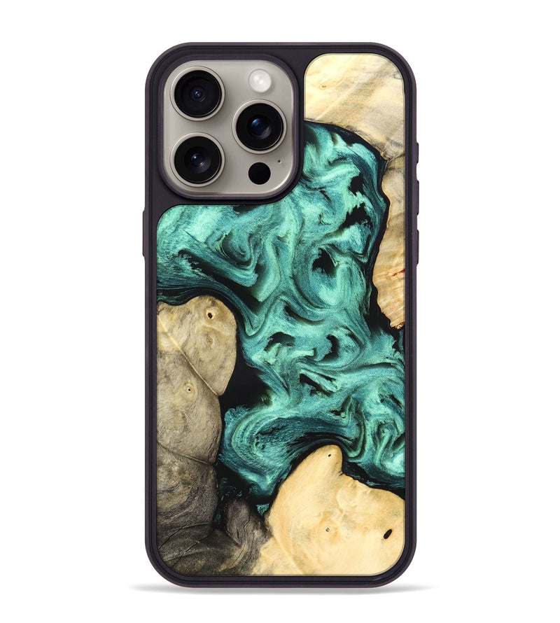 iPhone 15 Pro Max Wood Phone Case - Kanye (Green, 827523)
