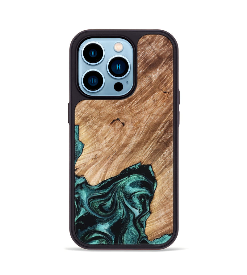 iPhone 14 Pro Wood Phone Case - Eva (Green, 827526)