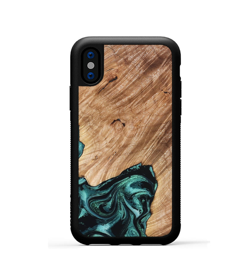 iPhone Xs Wood Phone Case - Eva (Green, 827526)