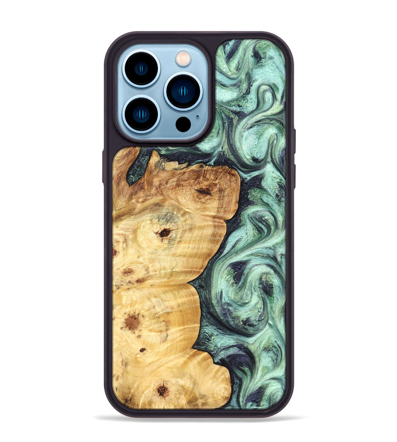 iPhone 14 Pro Max Wood Phone Case - Leda (Green, 827527)