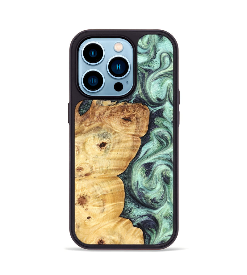 iPhone 14 Pro Wood Phone Case - Leda (Green, 827527)