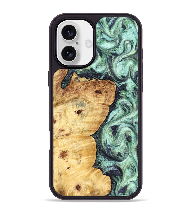 iPhone 16 Plus Wood Phone Case - Leda (Green, 827527)