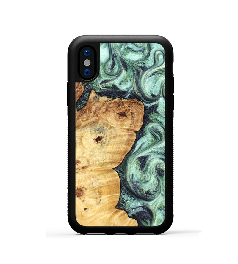 iPhone Xs Wood Phone Case - Leda (Green, 827527)