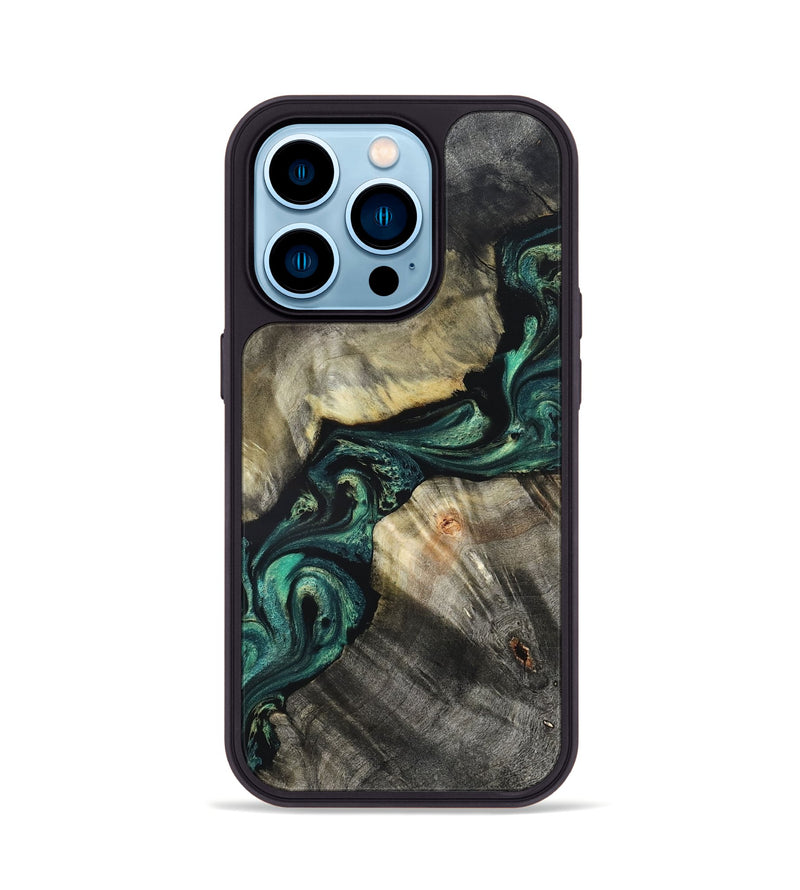 iPhone 14 Pro Wood Phone Case - Aurelio (Green, 827528)