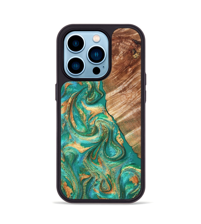 iPhone 14 Pro Wood Phone Case - Kelsea (Green, 827529)