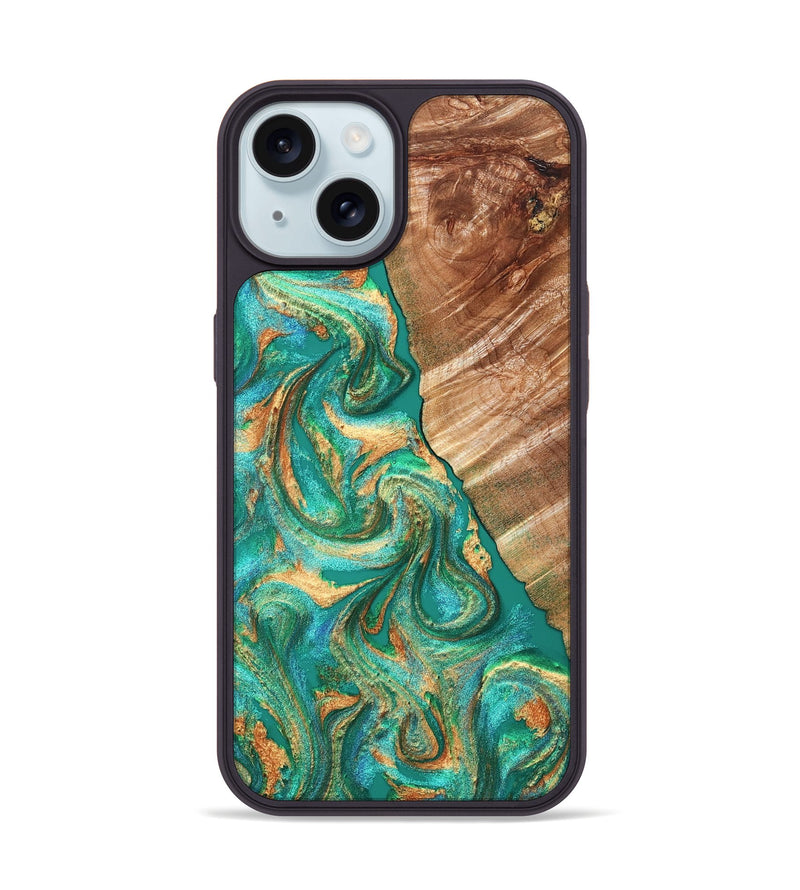 iPhone 15 Wood Phone Case - Kelsea (Green, 827529)